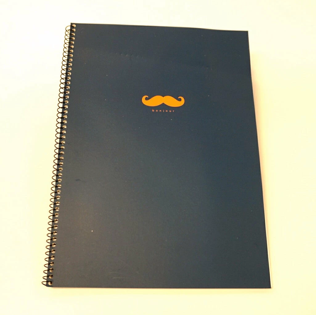 Hello Shop Monrovia Notebooks Bonjour Mustache Spiral Notebook