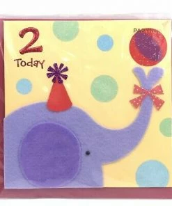 Hello Shop Monrovia Pouches Papyrus Elephant 2 Years Old Birthday Card