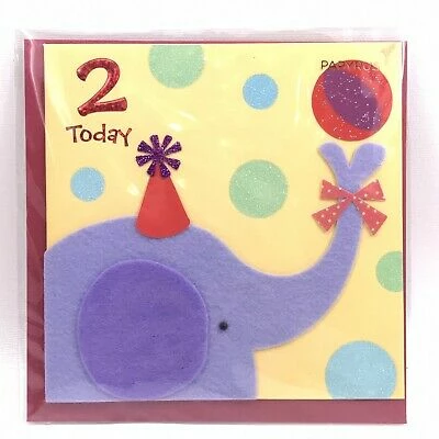 Hello Shop Monrovia Pouches Papyrus Elephant 2 Years Old Birthday Card
